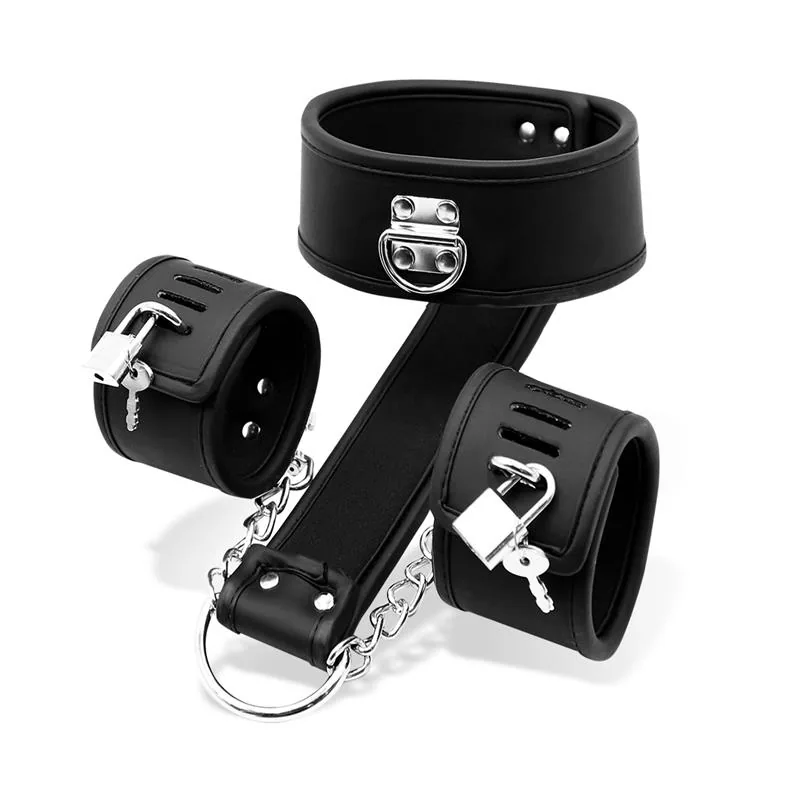 Conjunto Coleira e Algemas de Couro Vegano Intoyou Black Shadow — vista 2 de 3