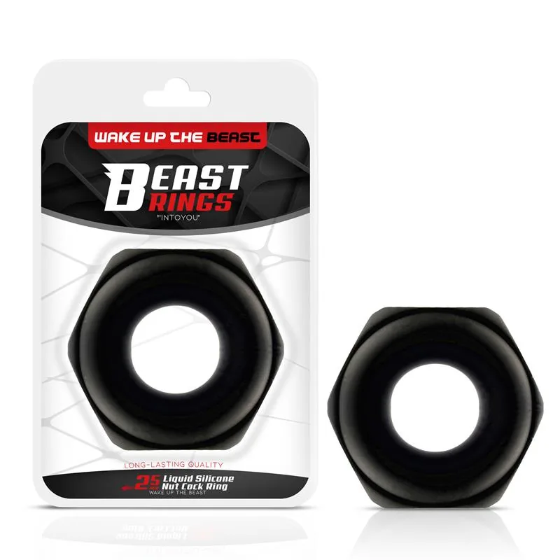Anel Peniano Nut Silicone Líquido Beast Rings Preto 25 mm