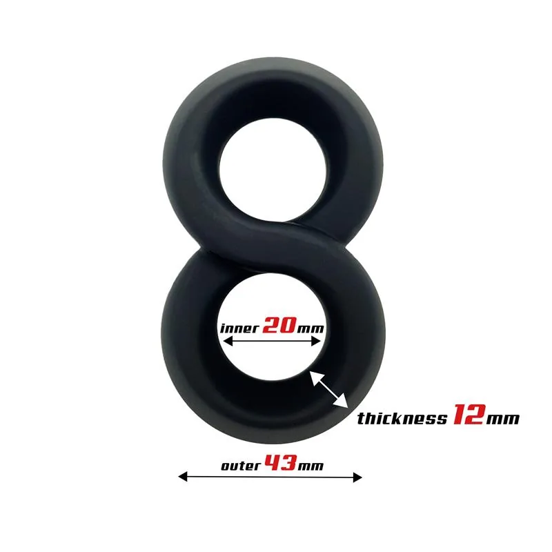 Anel Peniano Duplo Silicone Líquido 2 cm Preto — vista 2 de 3