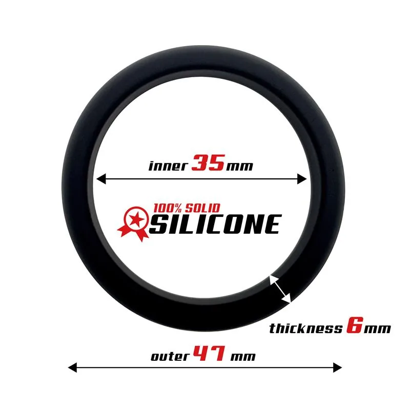 Anel Peniano Plano Silicone 3,5 cm Preto — vista 2 de 3