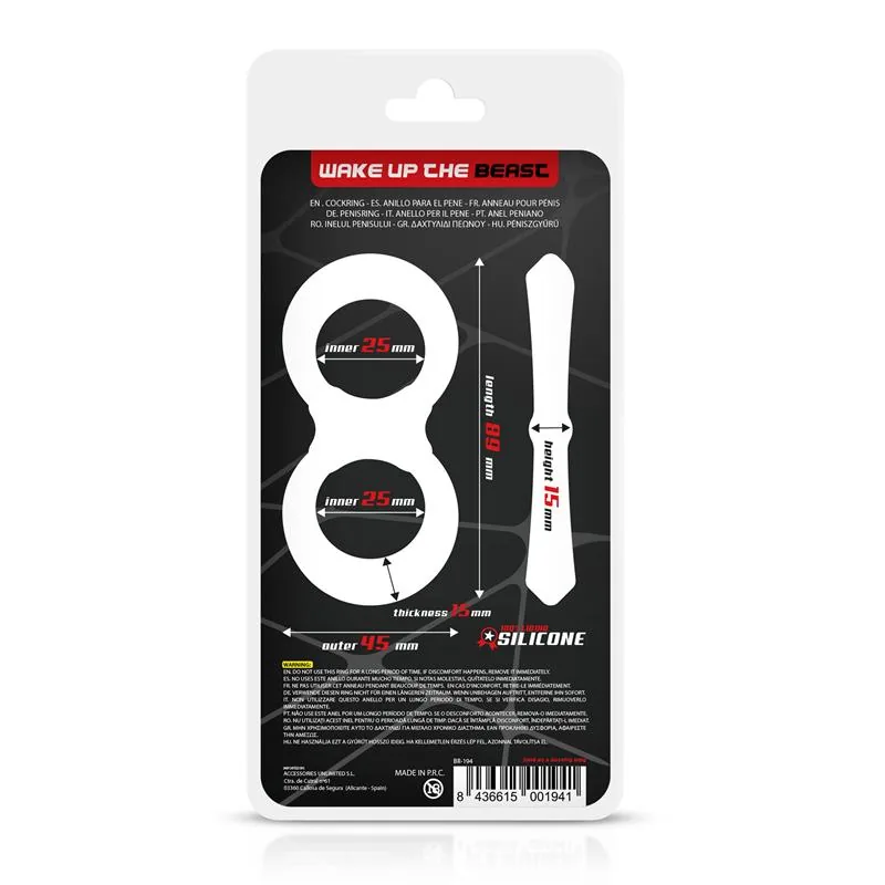 Anel Peniano com Testículos Silicone Líquido Beast Rings Preto 25 mm — vista 3 de 3
