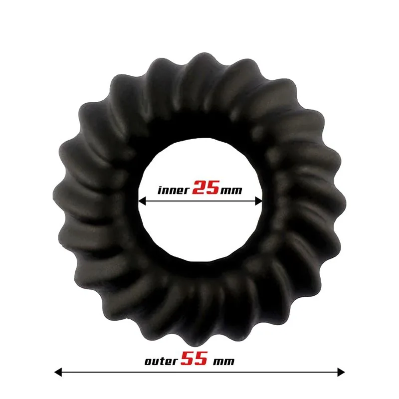 Anel Peniano Sawtooth Silicone Líquido Beast Rings Preto 25 mm — vista 2 de 3