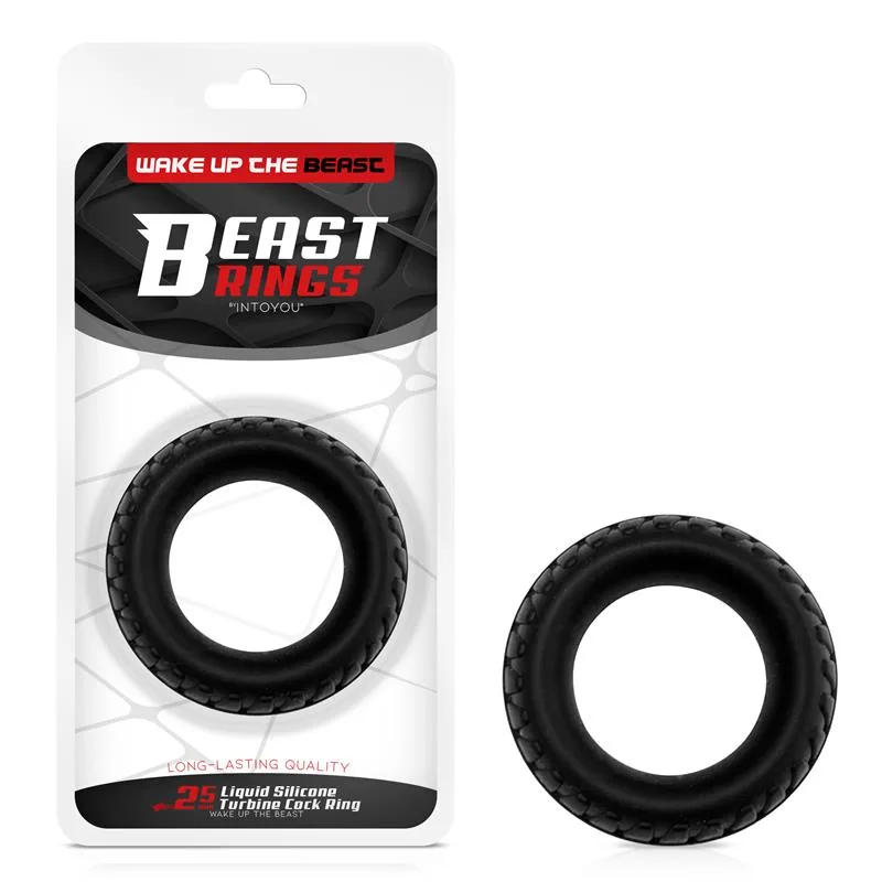 Anel Peniano Turbine Silicone Líquido Beast Rings Preto 25 mm