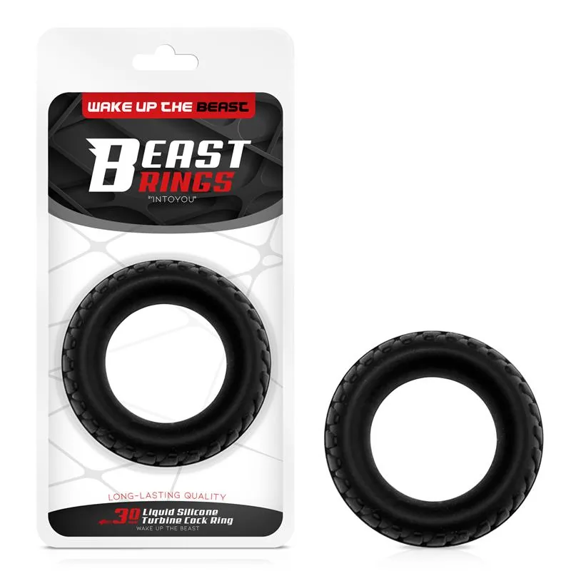 Anel Peniano Turbine Silicone Líquido Beast Rings Preto 30 mm