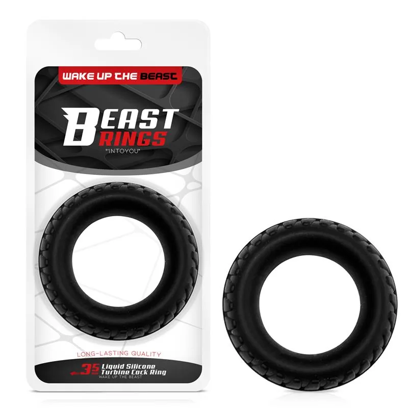 Anel Peniano Turbine Silicone Líquido Beast Rings Preto 35 mm