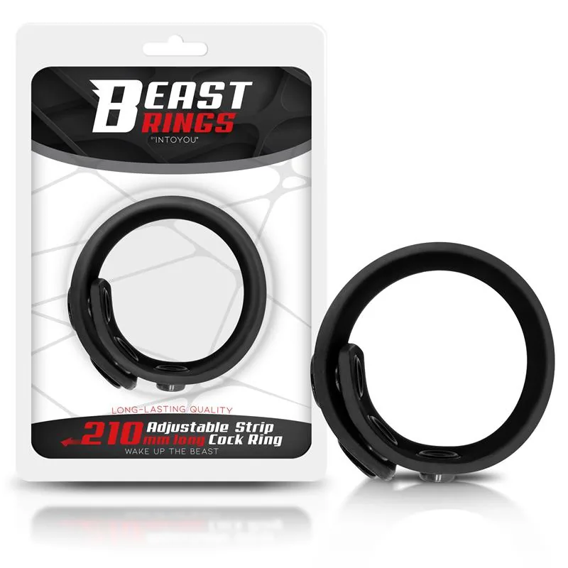 Anel Peniano Ajustável Silicone Sólido Beast Rings Preto 15-21 cm