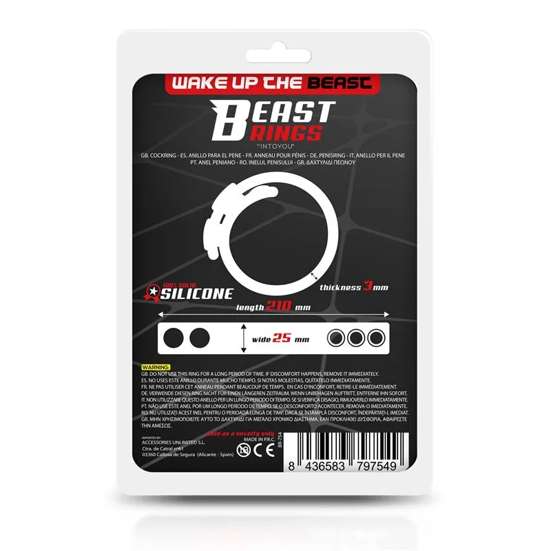 Anel Peniano Ajustável Silicone Sólido Beast Rings Preto 15-21 cm — vista 2 de 3