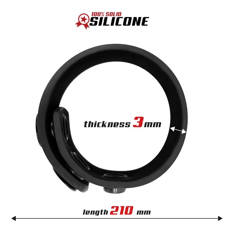 Anel Peniano Ajustável Silicone Sólido Beast Rings Preto 15-21 cm — vista 3 de 3