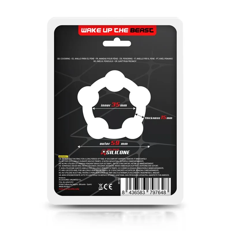 Anel Peniano Silicone Sólido Beast Rings Preto 3,5 cm — vista 3 de 3