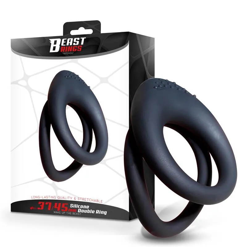 Anel Peniano Duplo com Testículos 37/45 mm Beast Rings