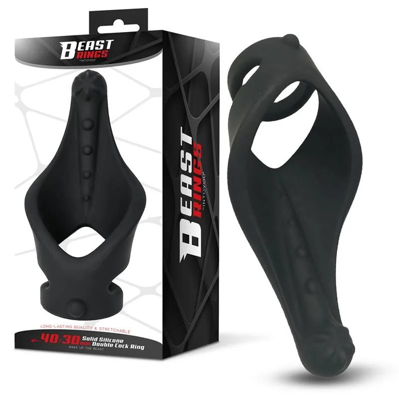 Anel Peniano Duplo Texturizado em Silicone Sólido Beast Rings