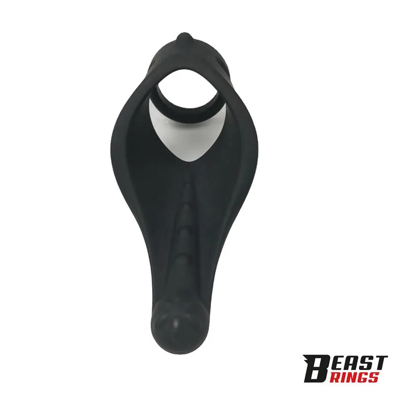 Anel Peniano Duplo Texturizado em Silicone Sólido Beast Rings — vista 5 de 9