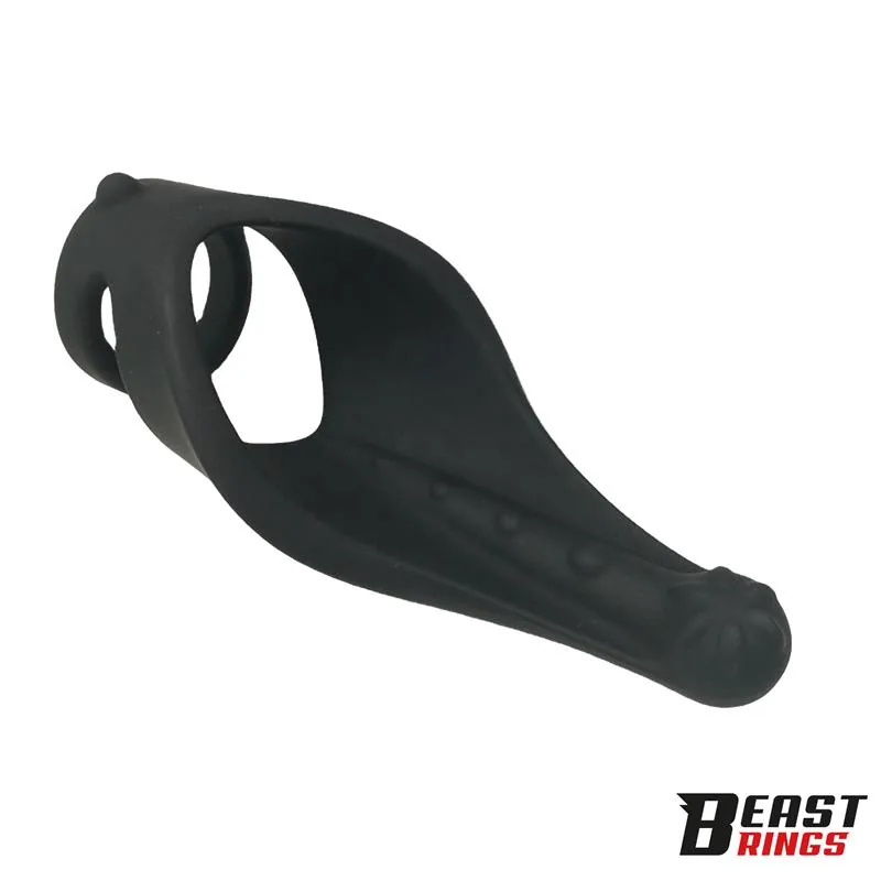 Anel Peniano Duplo Texturizado em Silicone Sólido Beast Rings — vista 6 de 9