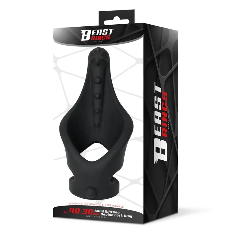 Anel Peniano Duplo Texturizado em Silicone Sólido Beast Rings — vista 9 de 9