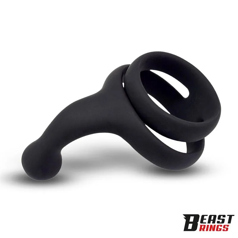 Anel Peniano Duplo Texturizado em Silicone Sólido Beast Rings 50/40 mm — vista 2 de 9
