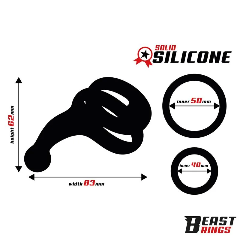 Anel Peniano Duplo Texturizado em Silicone Sólido Beast Rings 50/40 mm — vista 3 de 9
