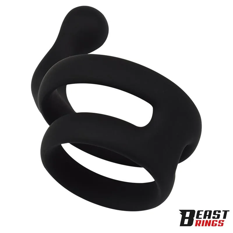 Anel Peniano Duplo Texturizado em Silicone Sólido Beast Rings 50/40 mm — vista 4 de 9