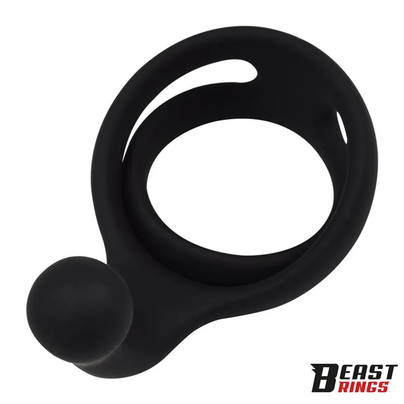 Anel Peniano Duplo Texturizado em Silicone Sólido Beast Rings 50/40 mm — vista 6 de 9