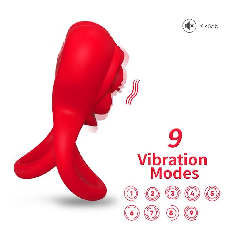 Anel Peniano Duplo Vibrador em Forma de Rosa Urban Sky — vista 5 de 11