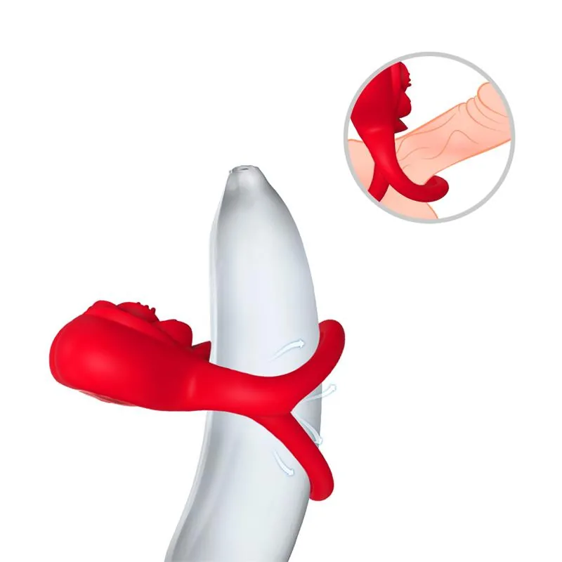 Anel Peniano Duplo Vibrador em Forma de Rosa Urban Sky — vista 7 de 11