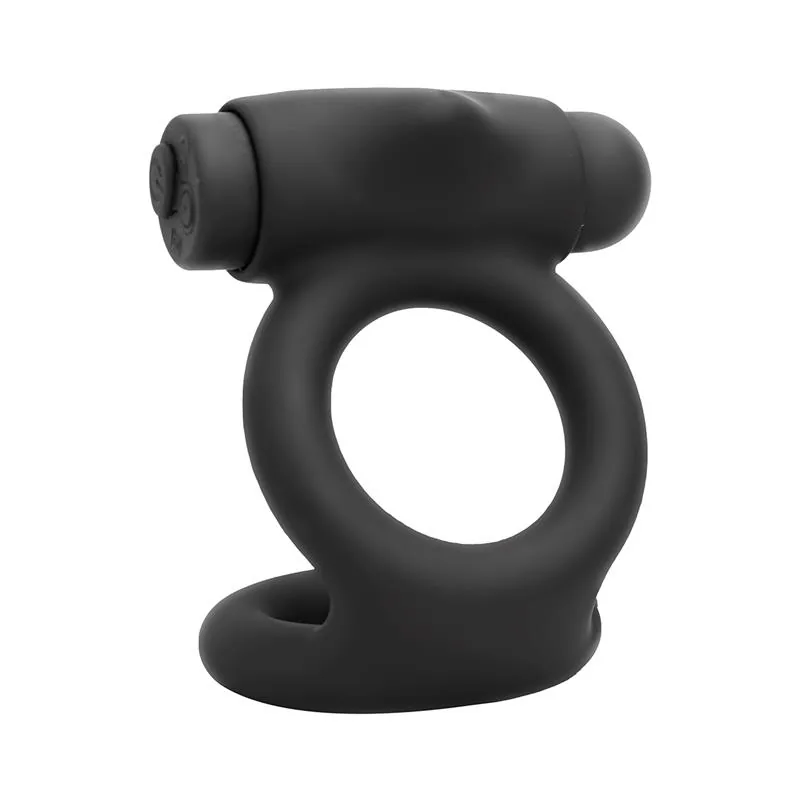 Anel Peniano Duplo Vibratório Denver em Silicone Preto — vista 6 de 7