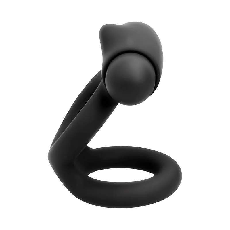 Anel Peniano Duplo Vibratório Denver em Silicone Preto — vista 7 de 7