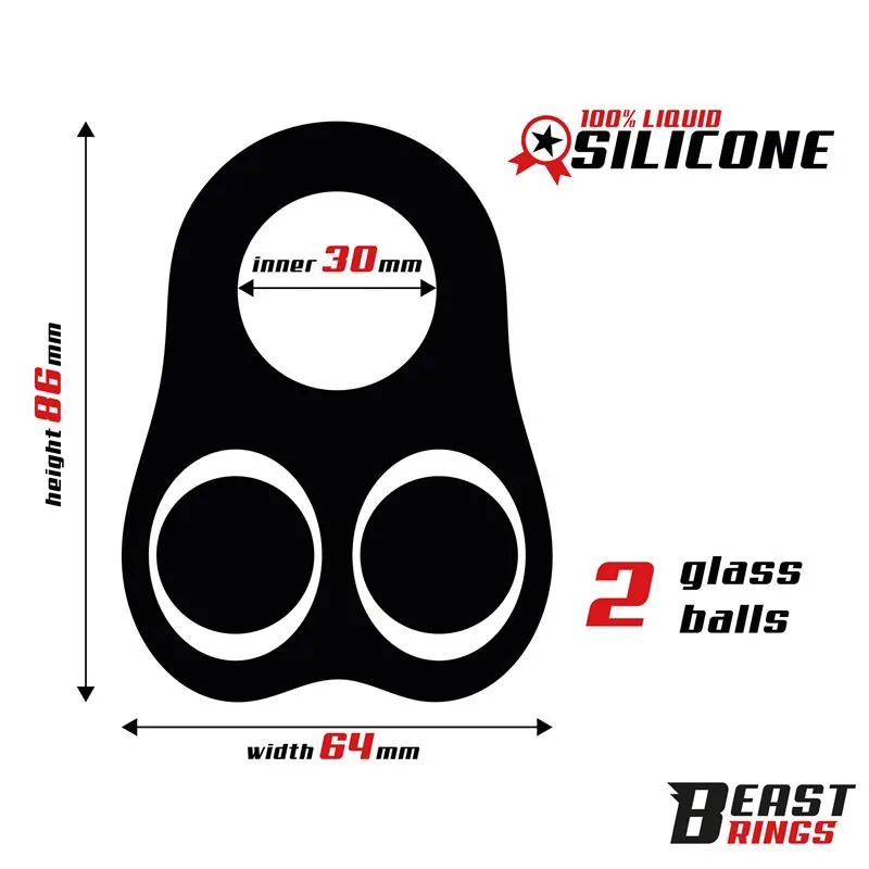 Anel Peniano com Esferas Internas em Silicone Beast Rings 30 mm — vista 3 de 7