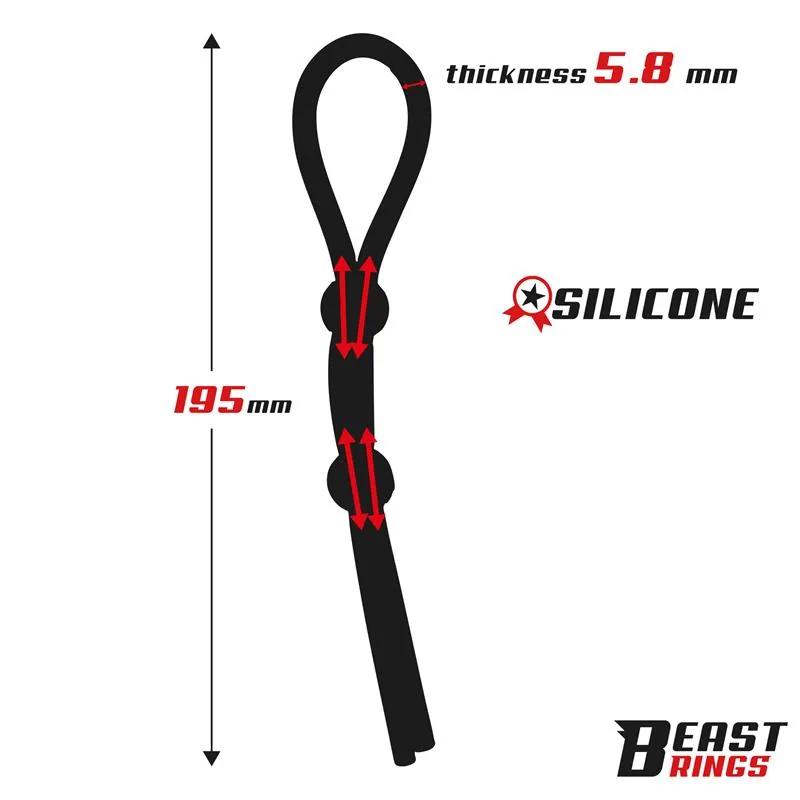 Anel Peniano Lasso Ajustável de Duplo Fecho em Silicone Beast Rings — vista 4 de 5