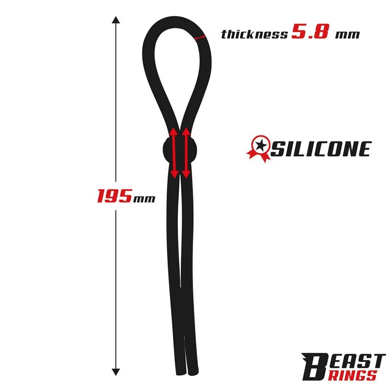 Anel Peniano Lasso Ajustável de Fecho Único em Silicone Beast Rings — vista 4 de 5