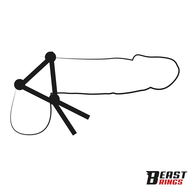 Anel Peniano Lasso Ajustável de Triplo Fecho em Silicone Beast Rings — vista 2 de 5