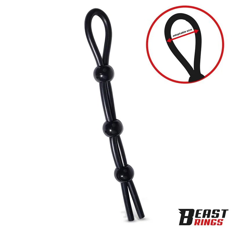 Anel Peniano Lasso Ajustável de Triplo Fecho em Silicone Beast Rings — vista 3 de 5