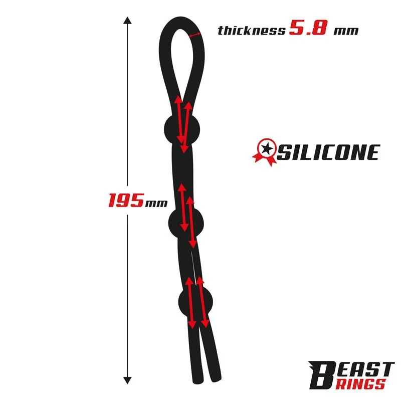 Anel Peniano Lasso Ajustável de Triplo Fecho em Silicone Beast Rings — vista 4 de 5