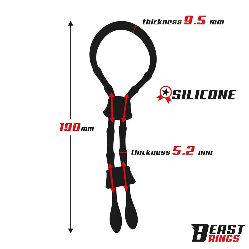 Anel Peniano Lasso Ajustável em Silicone Beast Rings — vista 4 de 5