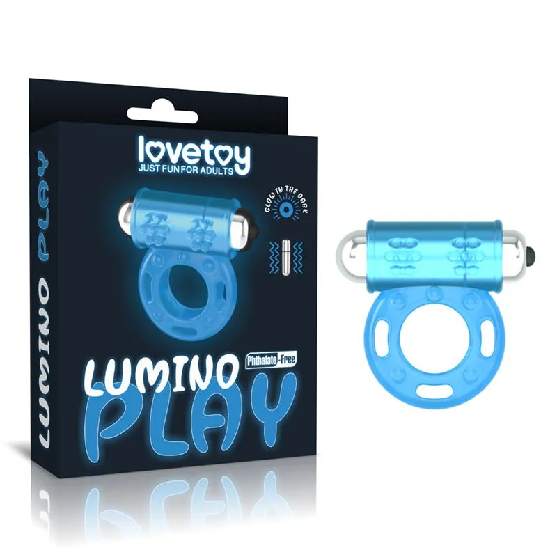 Anel Peniano Luminoso Lumino Play TPE Lovetoy Azul — vista 7 de 7