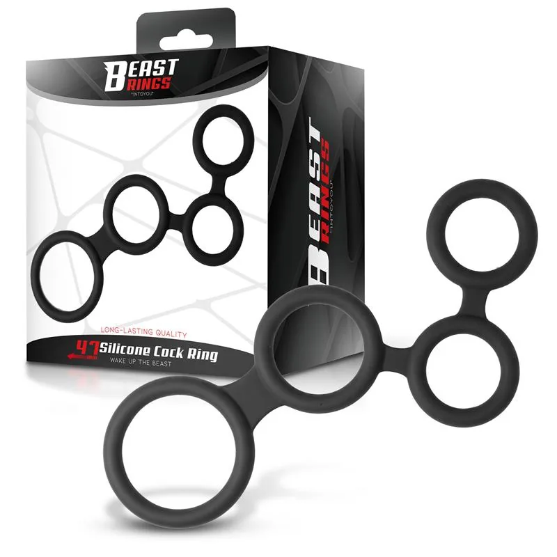 Anel Peniano Múltiplo com 4 Argolas Entrelaçadas em Silicone Beast Rings