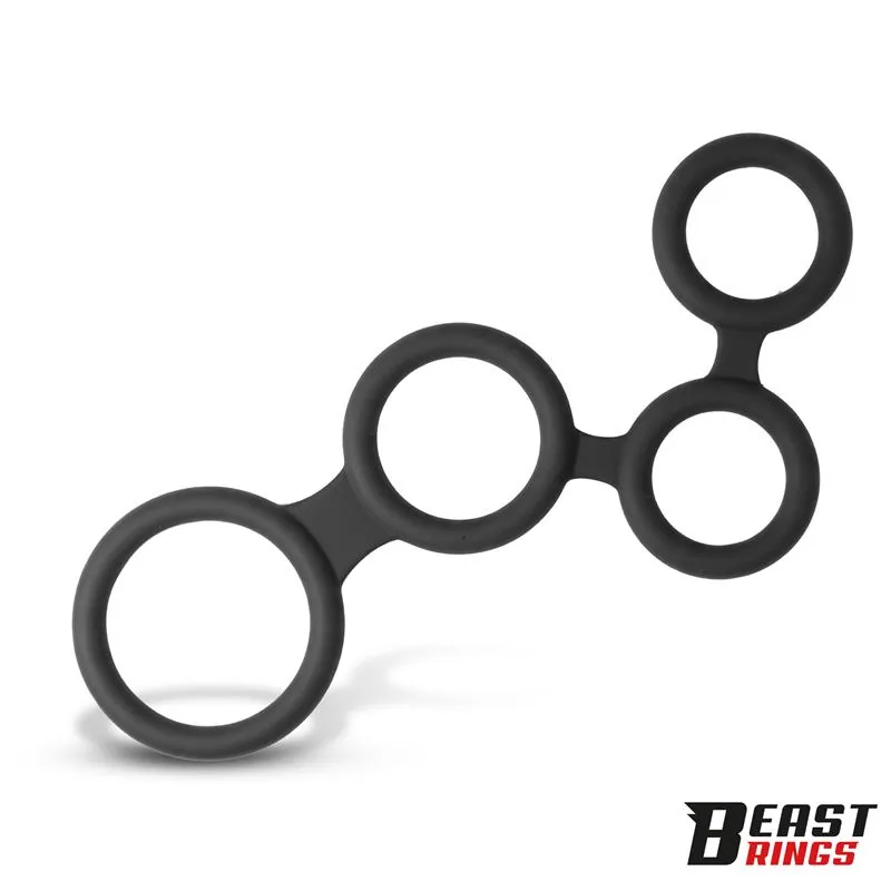 Anel Peniano Múltiplo com 4 Argolas Entrelaçadas em Silicone Beast Rings — vista 2 de 6