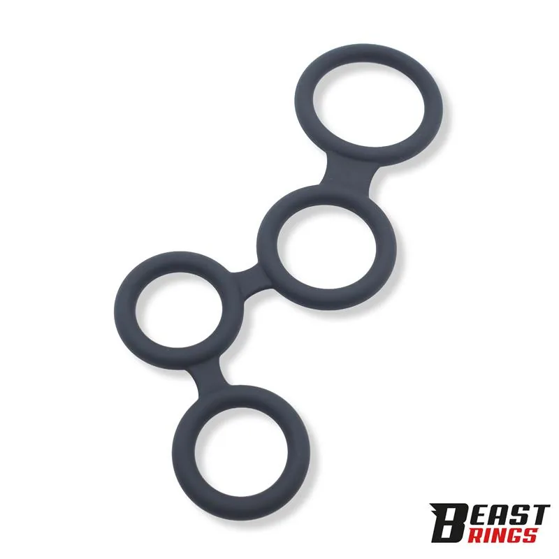 Anel Peniano Múltiplo com 4 Argolas Entrelaçadas em Silicone Beast Rings — vista 3 de 6
