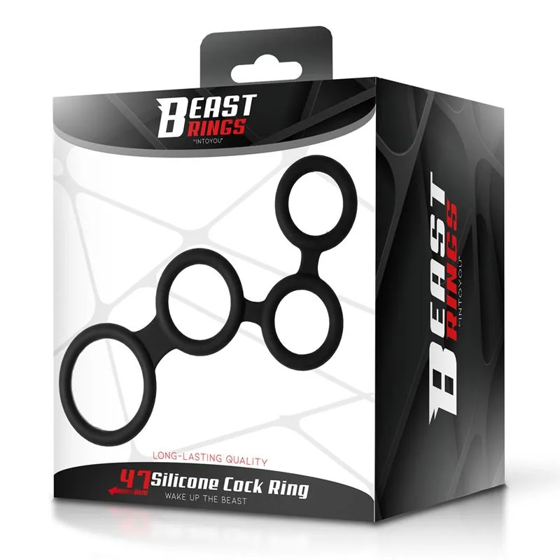 Anel Peniano Múltiplo com 4 Argolas Entrelaçadas em Silicone Beast Rings — vista 6 de 6