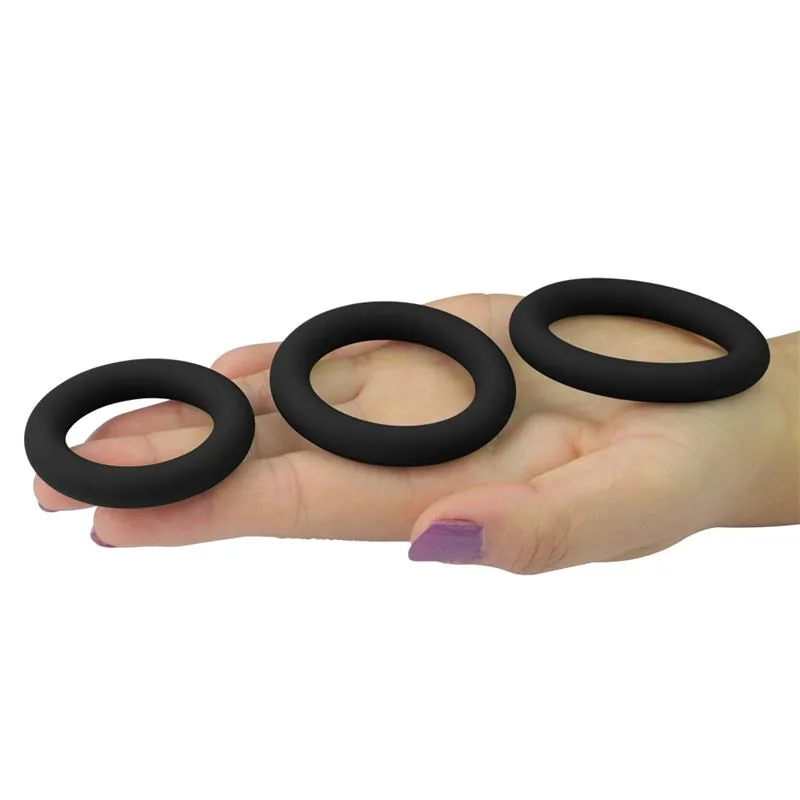 Conjunto de Anéis Penianos Power Plus Lovetoy Preto Conjunto de 3 — vista 3 de 3