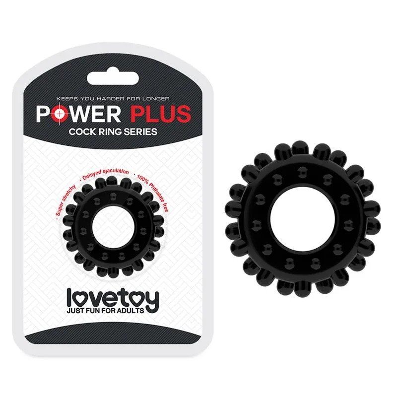 Anel Peniano Power Plus Elástico em TPE Lovetoy Preto — vista 6 de 6