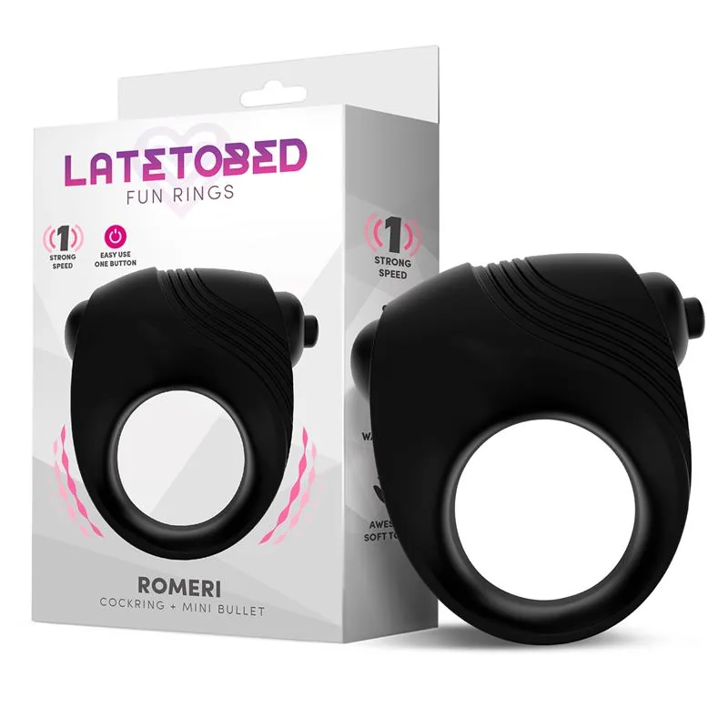 Romeri Anel com Bala Vibratória Preto
