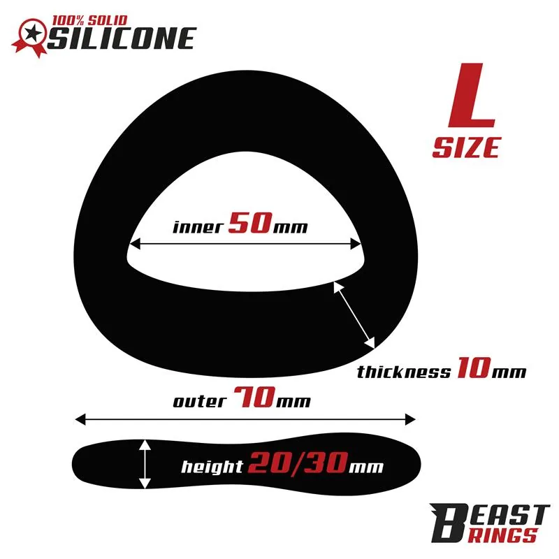 Anel Peniano em Silicone Sólido Beast Rings 50 mm Tamanho L — vista 2 de 5