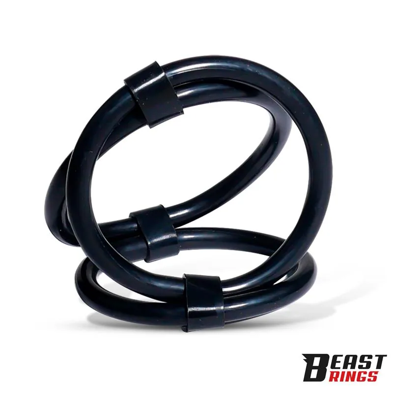 Anel Peniano Triplo de Três Zonas em Silicone Beast Rings — vista 3 de 5