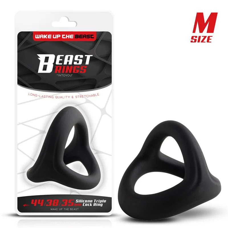 Anel Peniano Triplo em Silicone Sólido Beast Rings Tamanho M