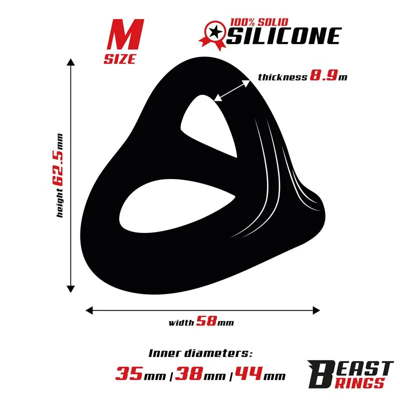 Anel Peniano Triplo em Silicone Sólido Beast Rings Tamanho M — vista 2 de 7