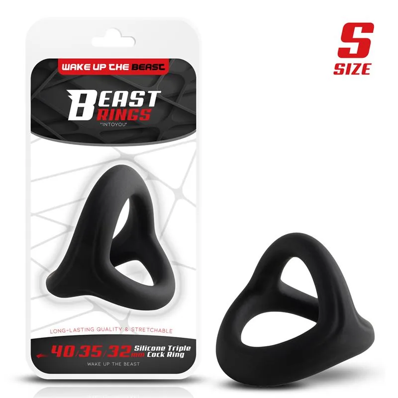 Anel Peniano Triplo em Silicone Sólido Beast Rings 40/35/32 mm Tamanho S