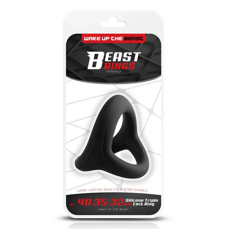 Anel Peniano Triplo em Silicone Sólido Beast Rings 40/35/32 mm Tamanho S — vista 7 de 7