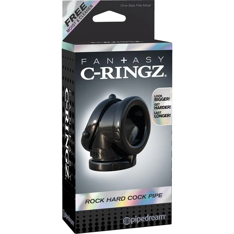 Anel Peniano Vibrador Cock Pipe para Pénis e Testículos Fantasy C-Ringz Preto — vista 3 de 7