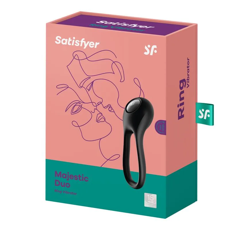 Anel Peniano Vibrador Duplo Majestic Duo Satisfyer Preto — vista 5 de 5