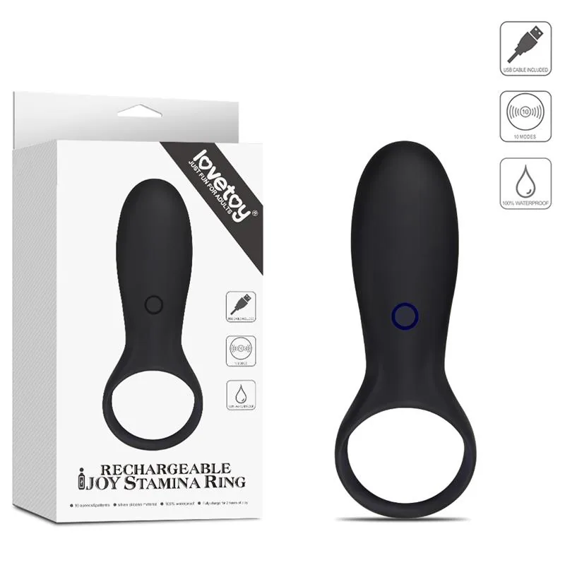 Anel Peniano Vibrador iJoy Stamina Ring Lovetoy USB Preto — vista 7 de 7